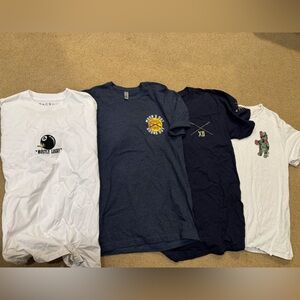 Men's Short Sleeve Graphic Tees - 4 t-shirt lot White, Navy, and Blue
